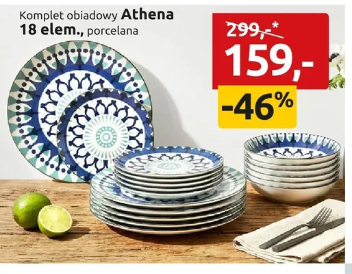 Komplet obiadowy Athena 18 elem. porcelana promocja w Black Red White