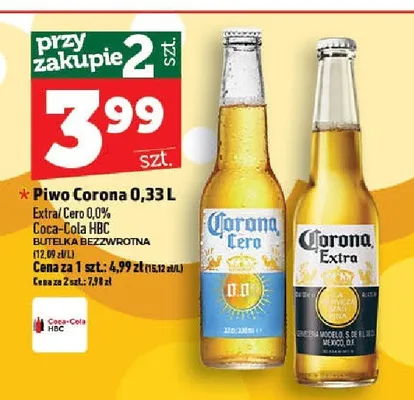 Piwo bezalkoholowe Corona Cero 0,0% promocja w TOPAZ