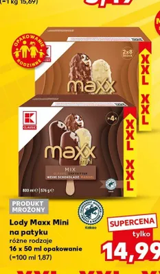Lody Maxx Mini na patyku K-Classic 16-pak promocja w Kaufland
