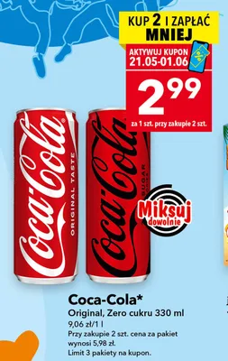 Napój gazowany Coca-Cola Zero cukru promocja w LEWIATAN