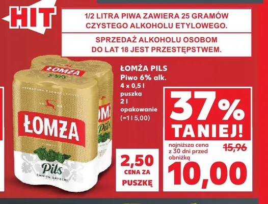 Piwo Łomża Pils 4-pak promocja w Kaufland
