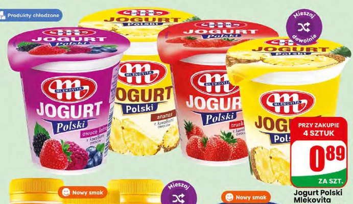 Jogurt Polski Mlekovita truskawka promocja w Dino