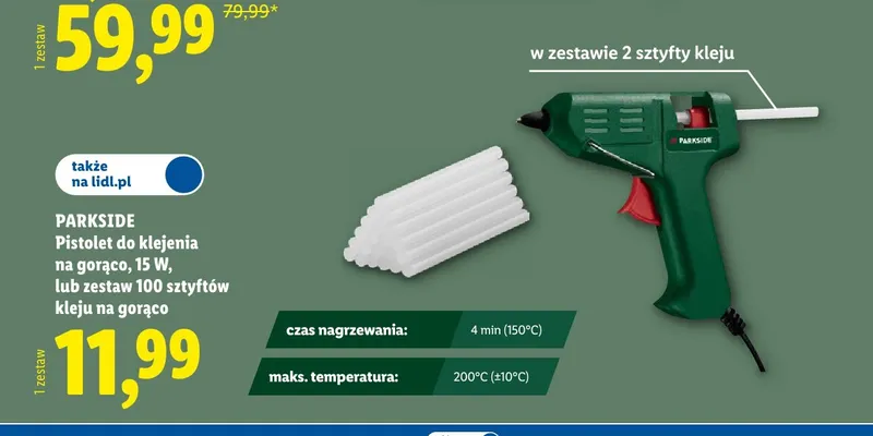 Zestaw 100 sztyftów kleju na gorąco Parkside promocja w Lidl
