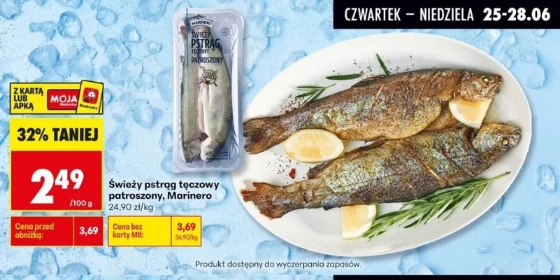 Świeży pstrąg tęczowy patroszony Marinero promocja w Biedronka