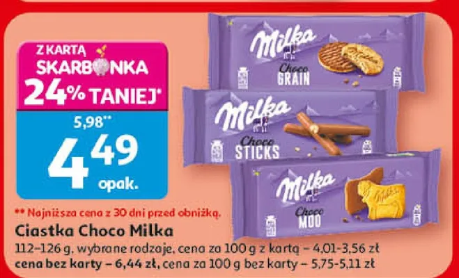 Ciastka Choco Milka promocja w Auchan