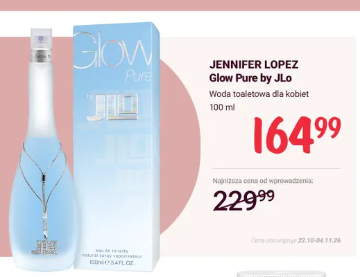 Woda toaletowa dla kobiet Glow Pure by JLo Jennifer Lopez promocja w Rossmann