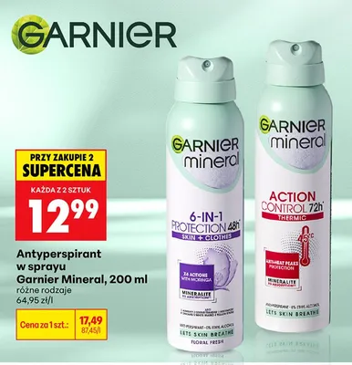 Antyperspirant w sprayu Garnier Mineral 6-in-1 Protection 48h promocja w Biedronka