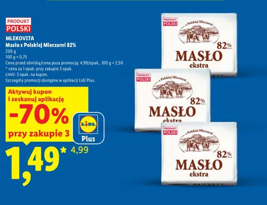 Masło ekstra z Polskiej Mleczarni promocja w Lidl