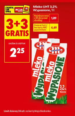 Mleko UHT Wypasione Mlekovita 3,2% promocja w Biedronka