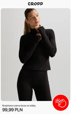 Rozpinana czarna bluza ze stójką Cropp promocja w Cropp