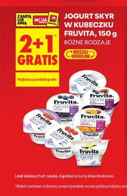 Jogurt typu islandzkiego Skyr o smaku jagodzianki Fruvita promocja w Biedronka