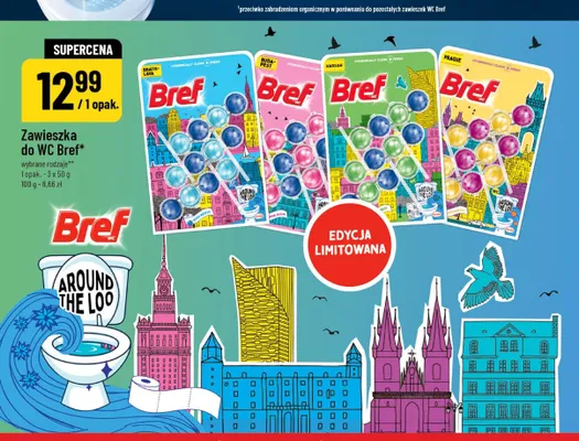Zawieszka do WC Bref Around The Loo Warsaw 2-pak 50g promocja w POLOmarket