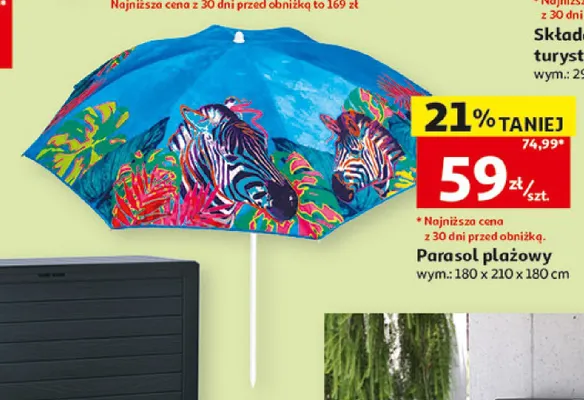 Parasol plażowy 180x210x180cm promocja w Auchan