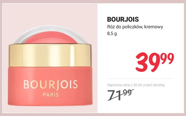 Róż do policzków kremowy Bourjois promocja w Rossmann