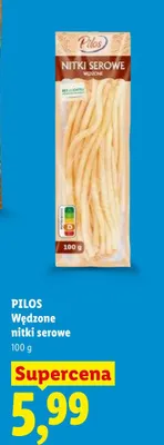 Wędzone nitki serowe Pilos promocja w Lidl