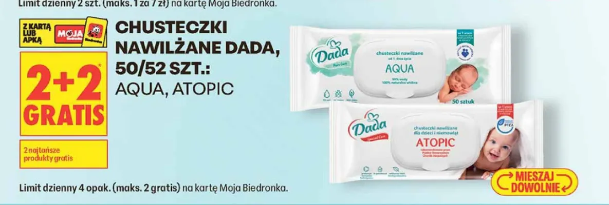 Chusteczki nawilżane Dada Atopic promocja w Biedronka