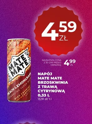 Napój Mate Mate brzoskwinia z trawą cytrynową promocja w Duży Ben