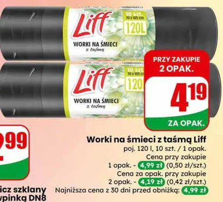 Worki na śmieci z taśmą promocja w Dino