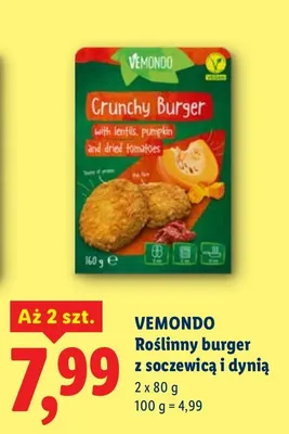 Roślinny burger z soczewicą i dynią promocja w Lidl