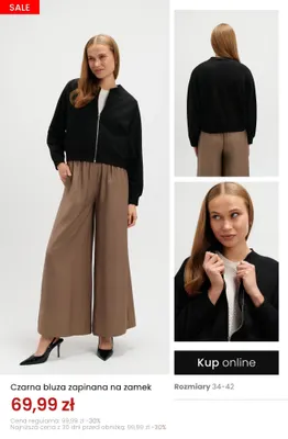 Czarna bluza zapinana na zamek promocja w Top Secret