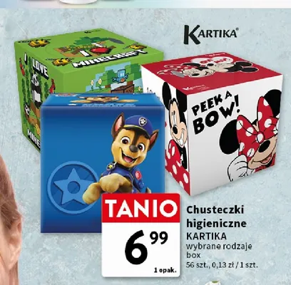 Chusteczki higieniczne Kartika Minecraft promocja w Intermarche