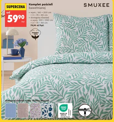 Komplet pościeli bawełnianej SMUKEE 160x200cm + 2x70x80cm promocja w Biedronka
