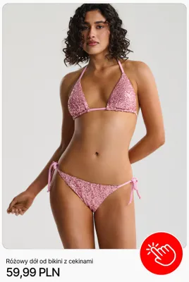 Różowy dół od bikini z cekinami Cropp promocja w Cropp