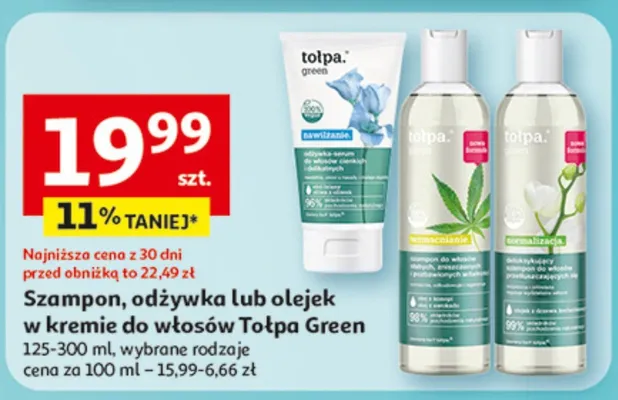 Szampon, odżywka lub olejek kremie do włosów Tolpa Green promocja w Auchan