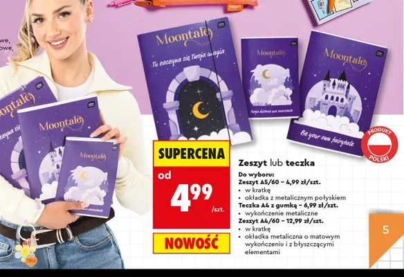 Zeszyt A5 60 kartek Moontale Kayet promocja w Biedronka