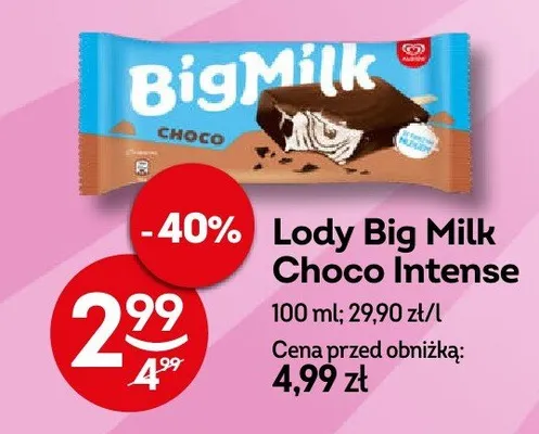 Lody Big Milk Choco Intense promocja w Żabka