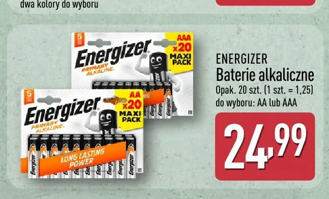 Baterie alkaliczne AAA ENERGIZER 20-pak promocja w Aldi