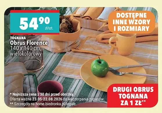 Obrus Florence Tognana 140x140 cm wielokolorowy promocja w Biedronka