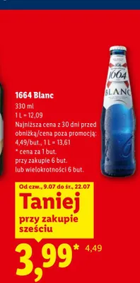 Piwo 1664 Blanc promocja w Lidl
