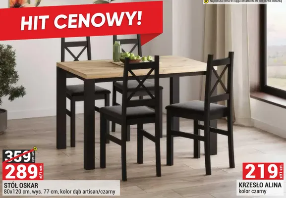 Krzesło Alina kolor czarny promocja w Merkury Market