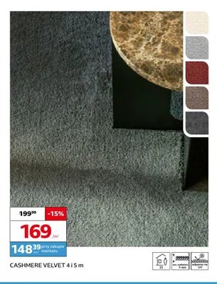 Wykładzina dywanowa Cashmere Velvet 4 i 5 m promocja w Komfort