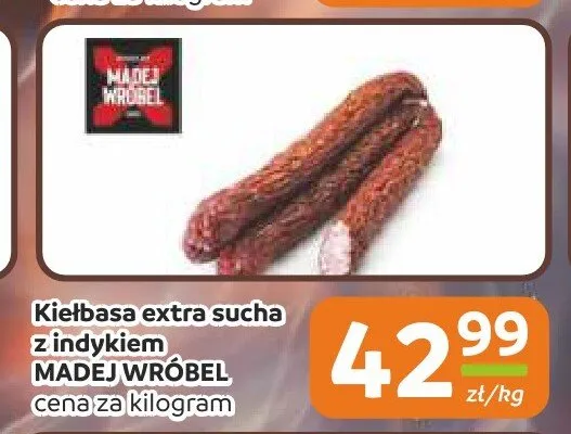 Kiełbasa extra sucha z indykiem MADEJ WRÓBEL promocja w Społem Częstochowa