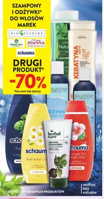 Szampony i odżywki do włosów Bio Elixire Joanna Herbal Care Schauma promocja w Intermarche