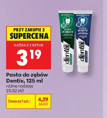 Pasta do zębów Dentix Extra Fresh promocja w Biedronka