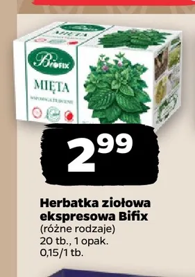 Herbatka ziołowa ekspresowa Bifix promocja w Netto