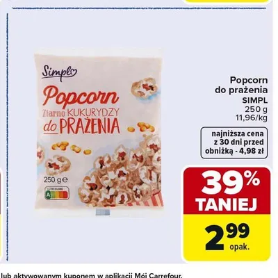 Popcorn do prażenia Simpl promocja w Carrefour