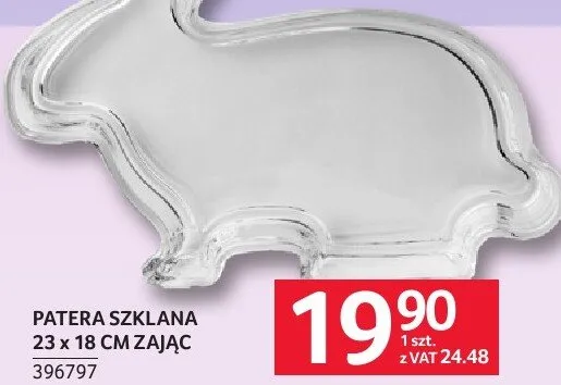 Patera szklana 23 x 18 cm zajac promocja w Selgros