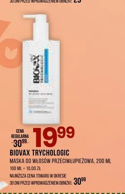 Maska do włosów przeciwłupieżowa BIOVAX TRYCHOLOGIC promocja w Drogerie Natura