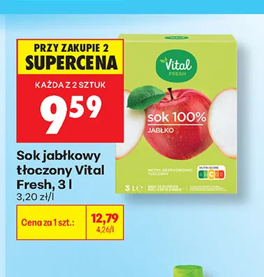 Sok jabłkowy tłoczony Vital Fresh promocja w Biedronka