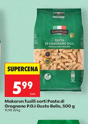 Makaron fusilli corti Pasta di Gragnano P.G.I Gusto Bello promocja w Biedronka