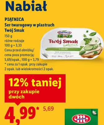 Ser twarogowy w plastrach Twój Smak promocja w Lidl