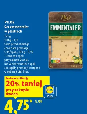 Ser emmentaler w plastrach promocja w Lidl