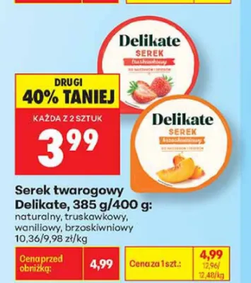 Serek twarogowy Delikate brzoskwiniowy promocja w Biedronka