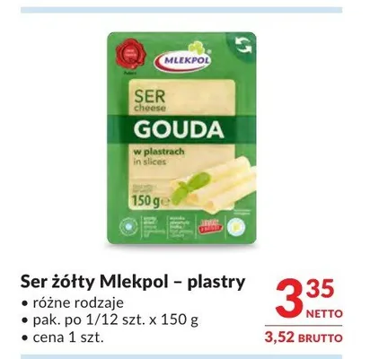Ser żółty Mlekpol plastry promocja w Makro