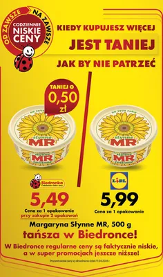 Margaryna słonecznikowa  promocja w Biedronka