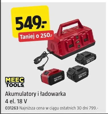 Akumulatory i ładowarka Meec Tools 4 el. 18V promocja w Jula
